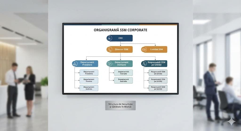 Organigrama responsabil SSM si serviciu extern intr-o companie mare