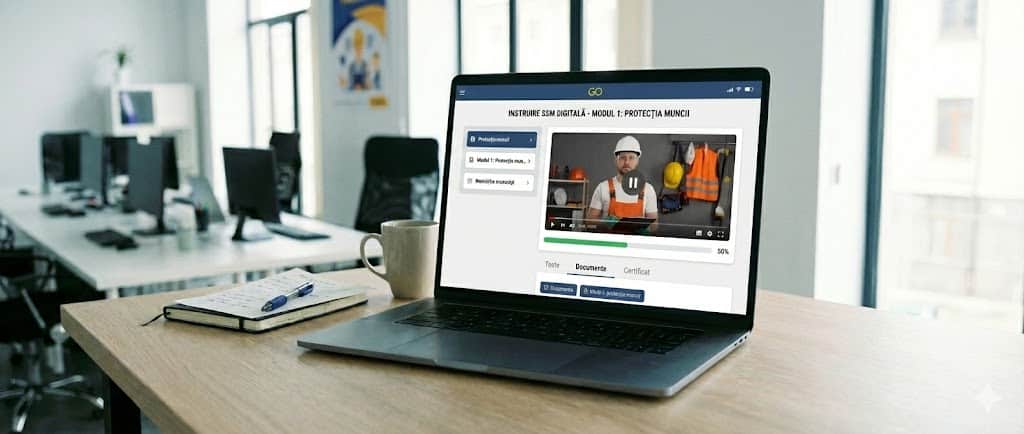 Responsabil SSM intern discutand cu consultant extern pentru IMM