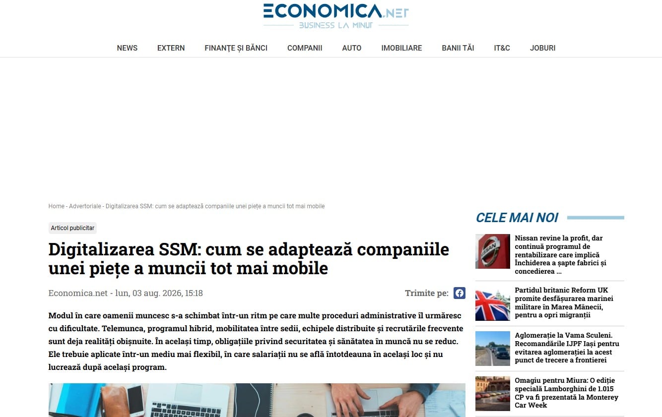 Articol despre digitalizarea SSM publicat pe Economica.net