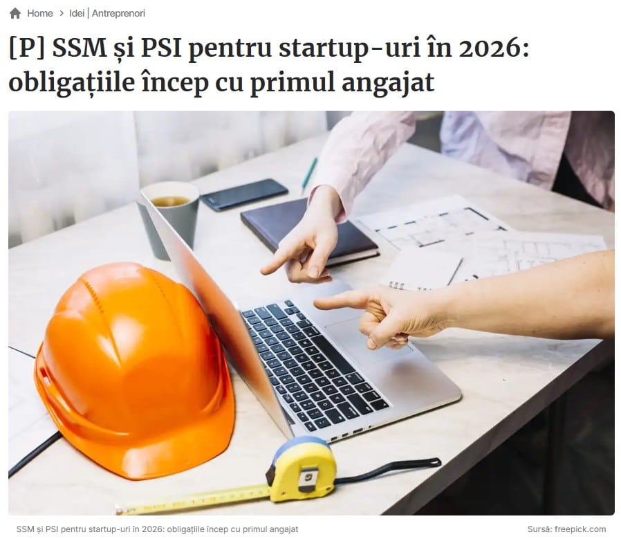Articol despre SSM și PSI pentru startup-uri publicat pe StartupCafe.ro