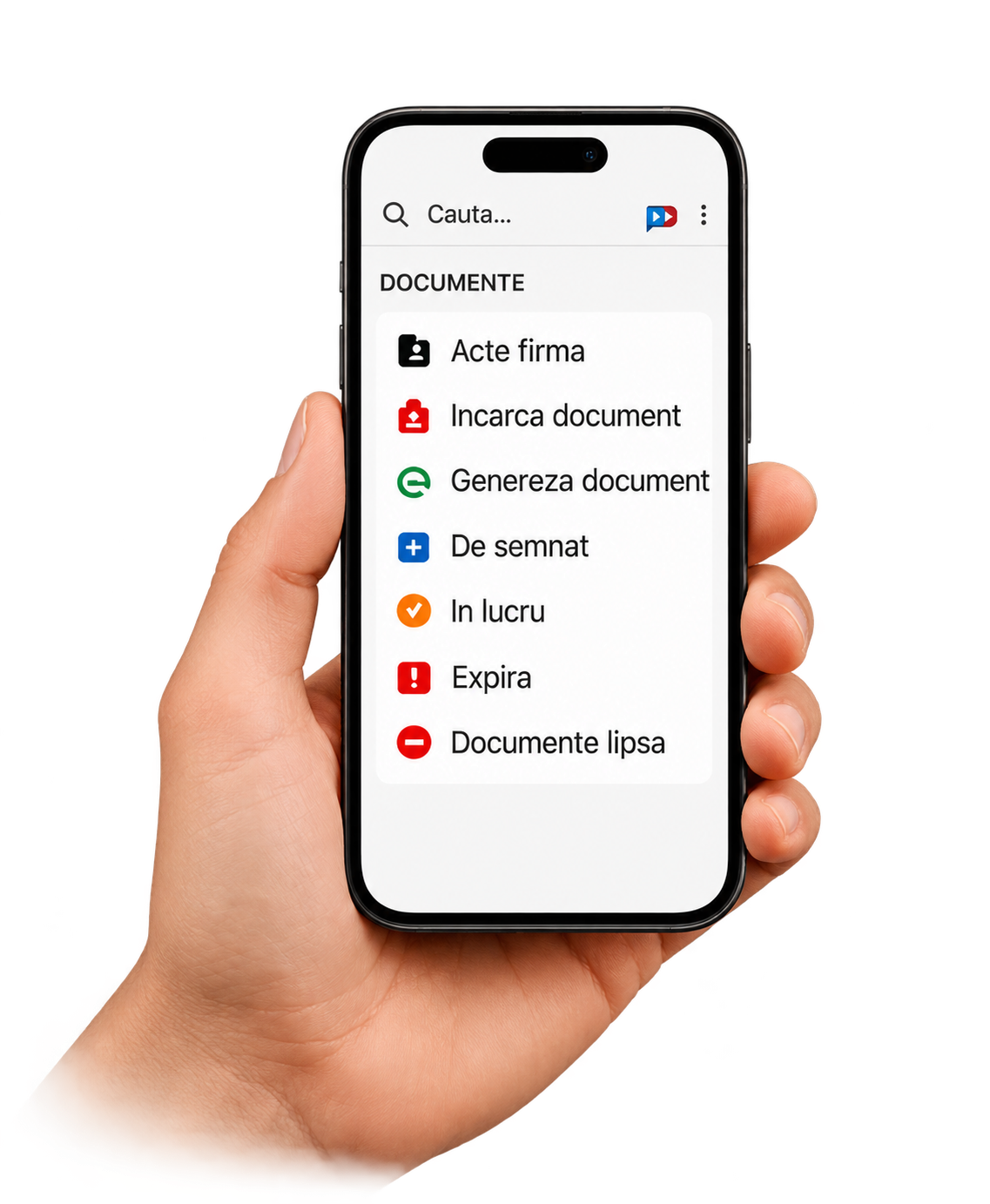 Ilustrație a accesului la documentele din platformă pe telefon, adaptată după imaginea furnizată