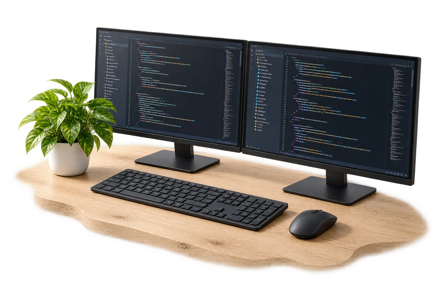 Stație de lucru IT cu două monitoare